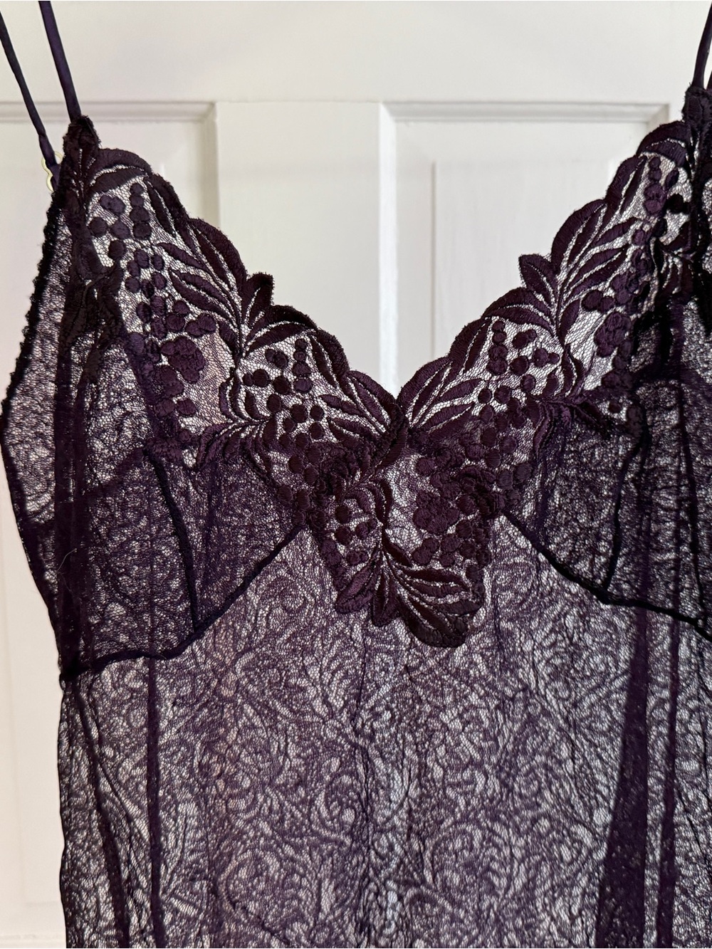 Sabrina Nadal Elegant Sexy Lace  Slip Teddy Deep Plum Purple Women’s size Small